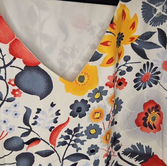 LOFT Orange Blue Flutter Sleeve Sundress - Picture 5 of 10